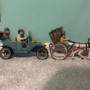Homco Vintage Carriage and Car Wall Decor - Blue, Red, Yellow